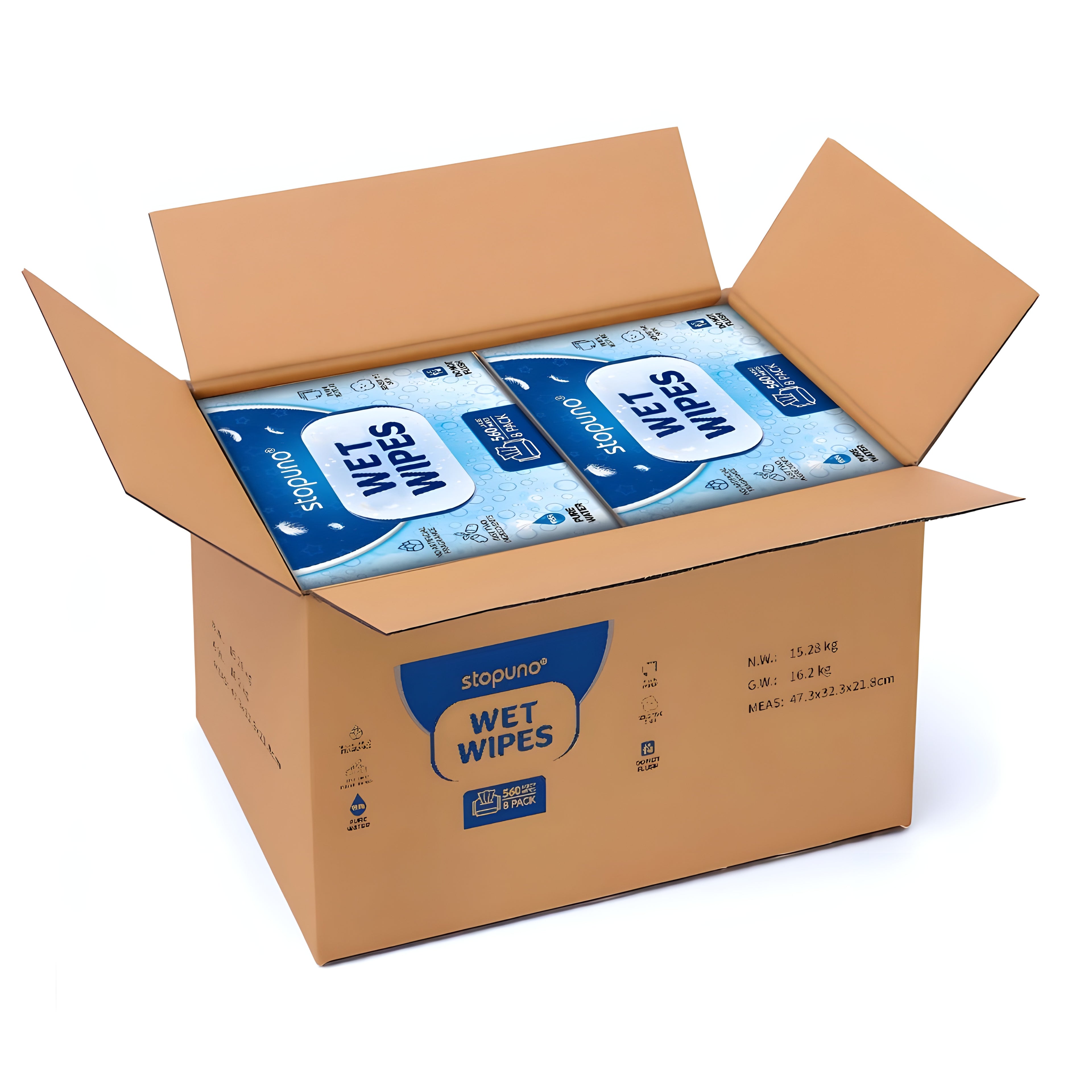 Stopuno Large Wet Wipes 16-Pack Case (1120 Total Wipes)