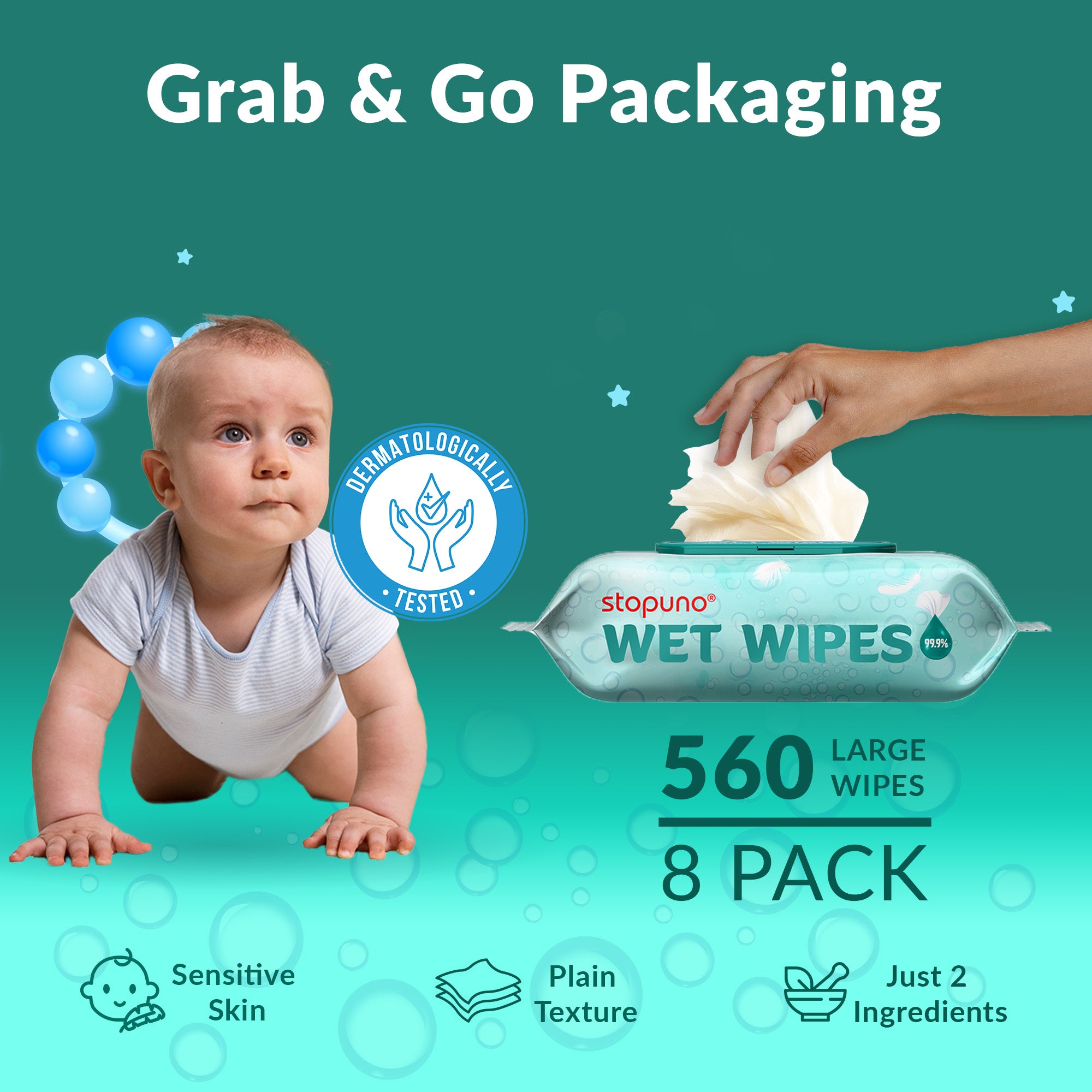 Stopuno Large Wet Wipes 24-Pack Case (1680 Total Wipes)